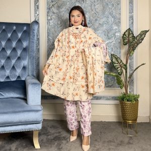 Peach Cream With Embroidery Work