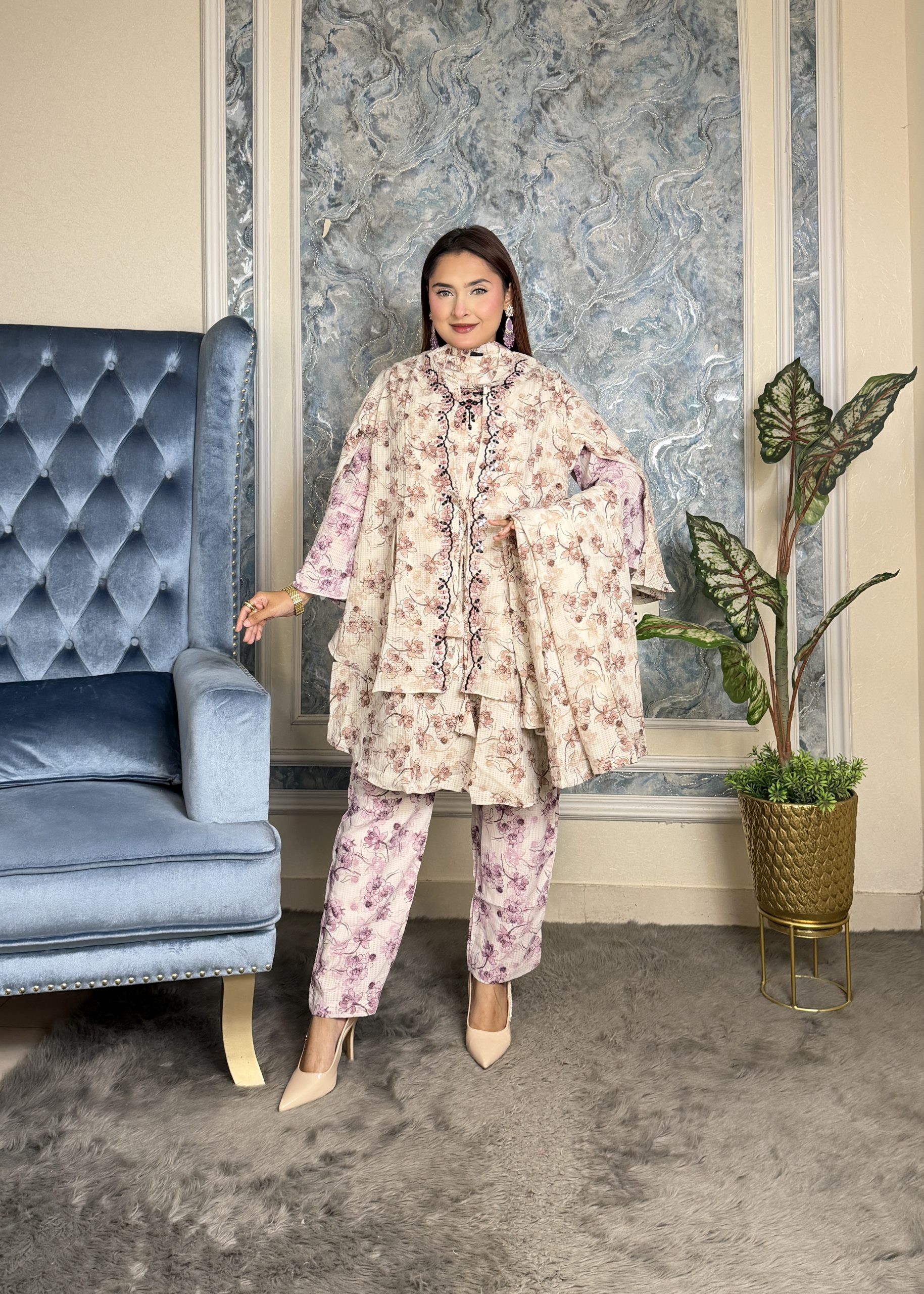 Blush Pink With Embroidery Work